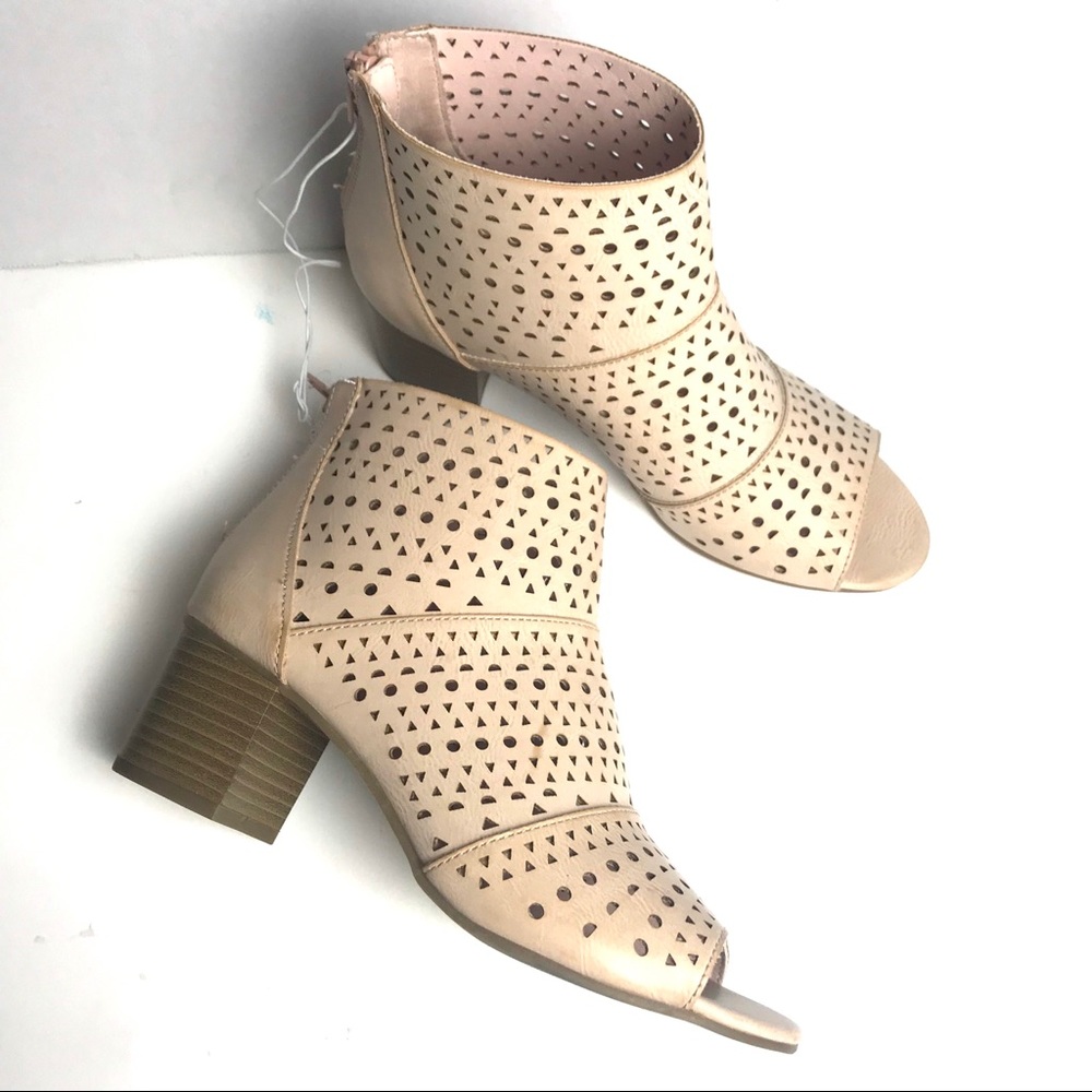 Rampage ReaganPerforated Open Toe Booties wedge